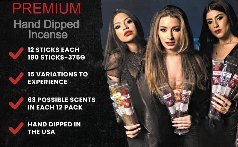 Premium Hand Dipped Incense 12 Scents per pack