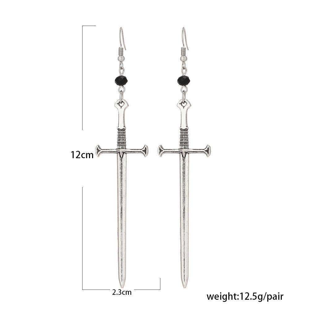 Creative Silver Sword Pendant Earrings - GT