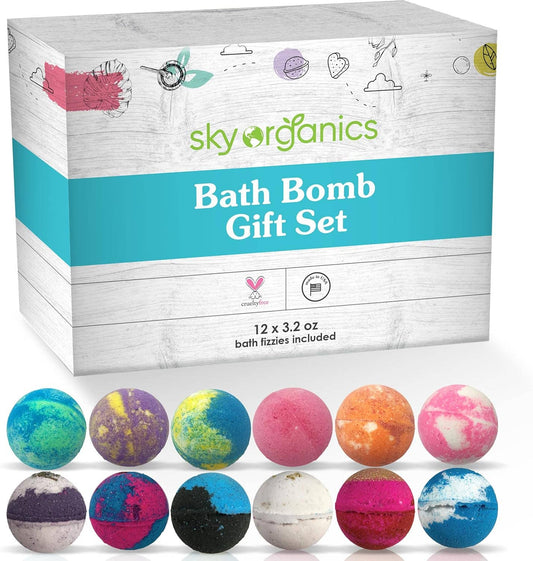 SKY ORGANICS Bath Bomb for Body Nourish  Relax Gift Set 12CT