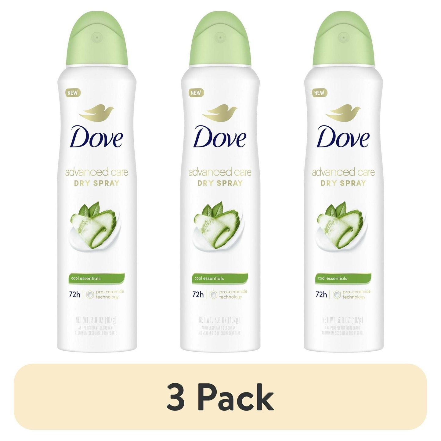 (3 pack) Dove Advanced Care Cool Essentials Dry 48HR Deodorant Spray 2 Pack
