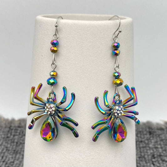Halloween Metal Spider Dangle Earrings