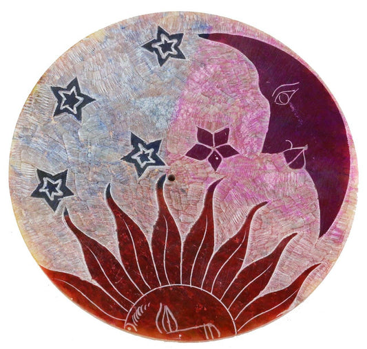 Round Soapstone Incense Burner (4 in.) - Sun & Moon