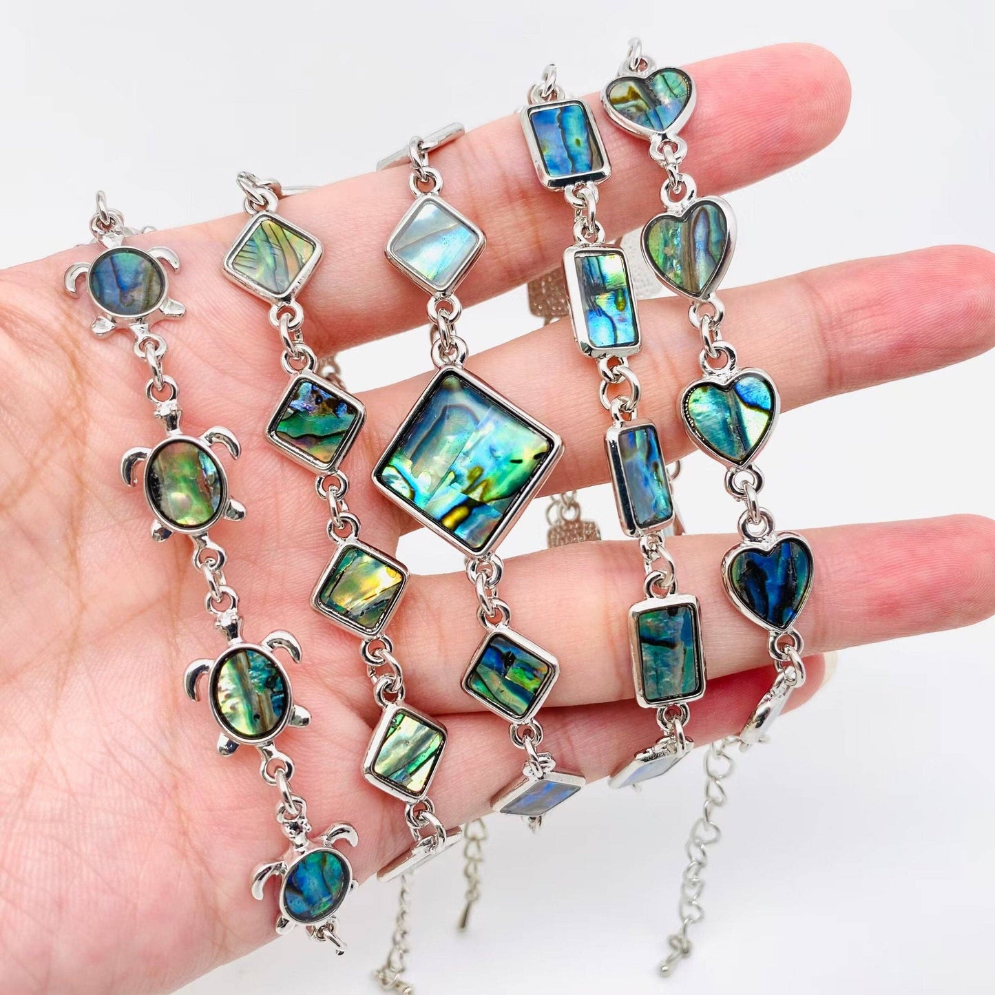 Multi-style Abalone Shell Metal Chain Bracelets