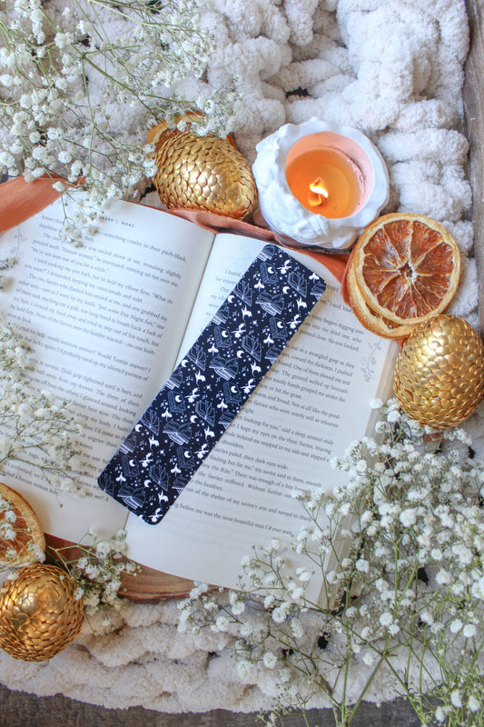 Navy & White Book Dragon 2x8 Bookmark