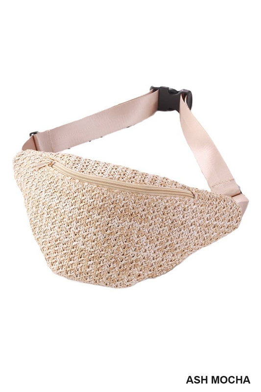 Straw Woven Crossbody Fanny Belt Bag