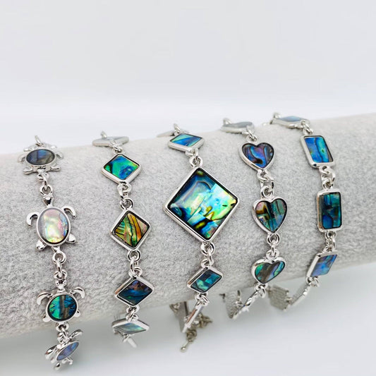 Multi-style Abalone Shell Metal Chain Bracelets
