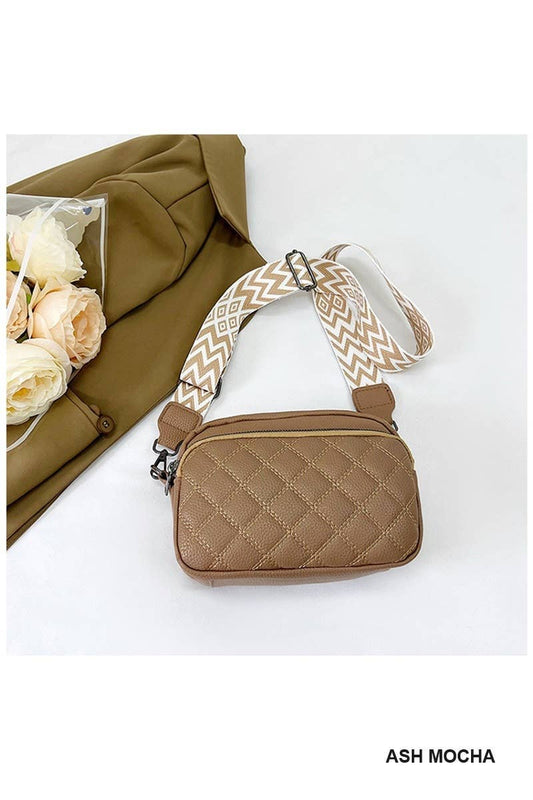 Quilted Vegan Leather Crossbody Camera Bag