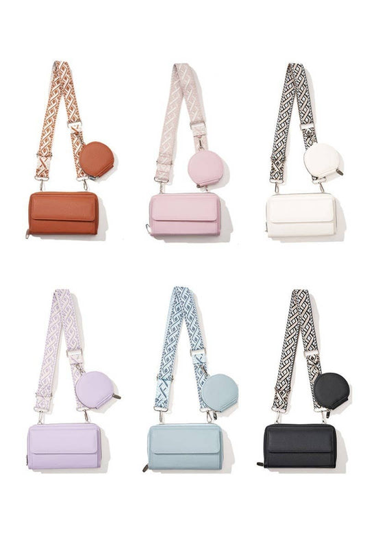 Vegan Leather Crossbody Duo Wallet Handbag