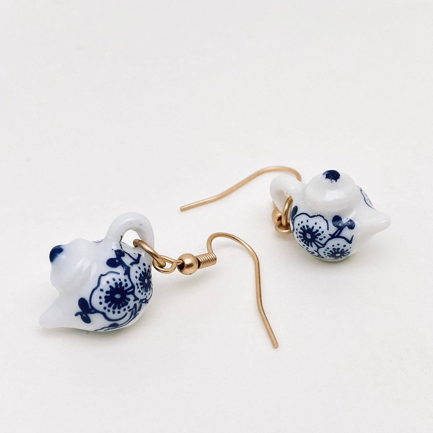 China Ceramic Teapot & Tea Cup Charm Dangle Earrings