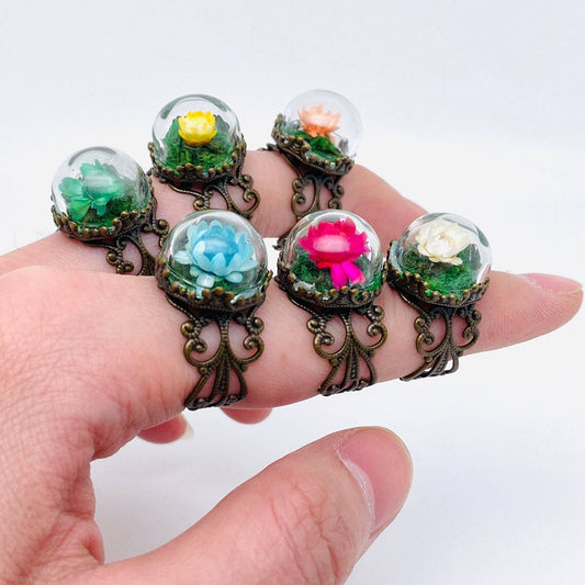Colorful Baby's Breath Dried Flowers Classical Ring - PDF