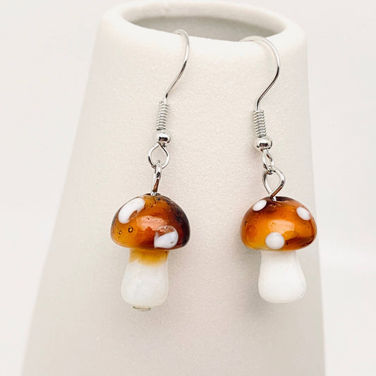 Brown Mushroom Earrings